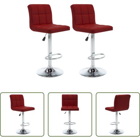 vidaXL Altezza regolabile - Sgabelli da Bar 2 pz Rosso Vino in Similpelle