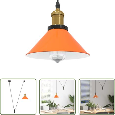 vidaXL Altura ajustable -  Lámpara colgante regulable altura E27 naranja brillante Ø 22cm