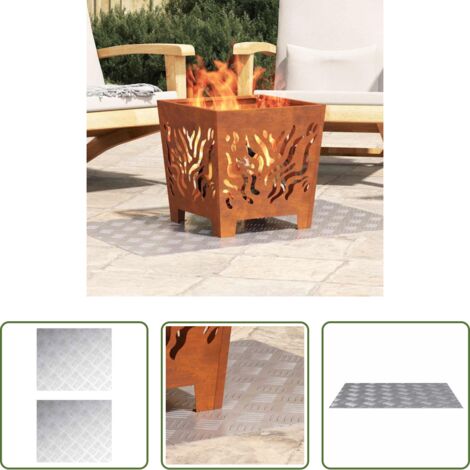 vidaXL Aluminio -  Peldaño Rectangular 2 pcs Plateado 60 x 50 cm Aluminio