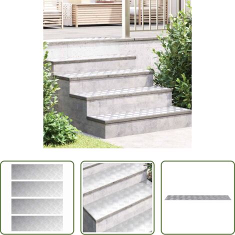 vidaXL Aluminio -  Peldaño Rectangular 4 pcs Plateado 100 x 30 cm Aluminio