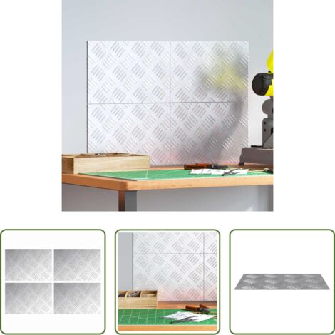 vidaXL Aluminio -  Peldaño Rectangular 4 pcs Plateado 30 x 20 cm Aluminio