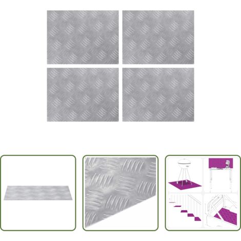 vidaXL Aluminio -  Peldaño Rectangular 4 pcs Plateado 40 x 30 cm Aluminio