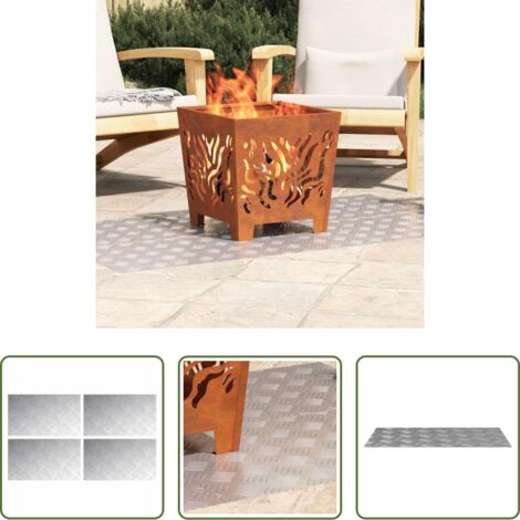 vidaXL Aluminio -  Peldaño Rectangular 4 pcs Plateado 70 x 40 cm Aluminio
