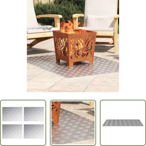 vidaXL Aluminio -  Peldaño Rectangular 4 pcs Plateado 70 x 50 cm Aluminio