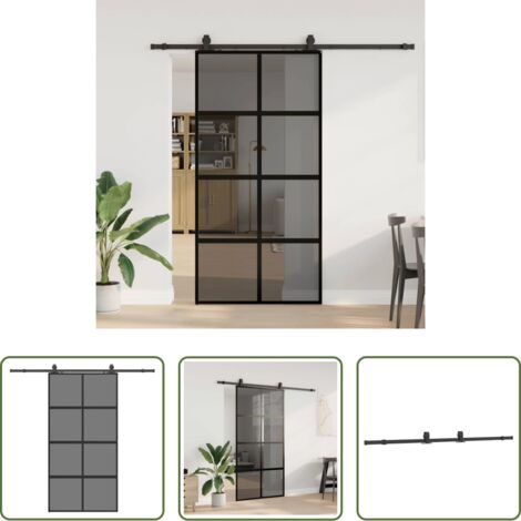 vidaXL Aluminio - Puerta corredera herrajes negro 102,5x205 cm vidrio templado