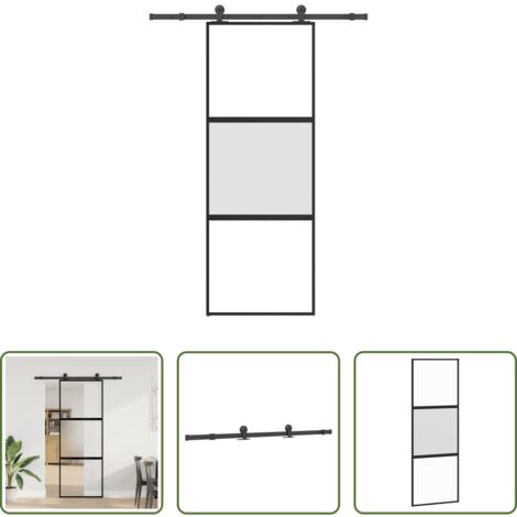 vidaXL Aluminio -  Puerta corredera set herrajes vidrio templado aluminio 76x205cm