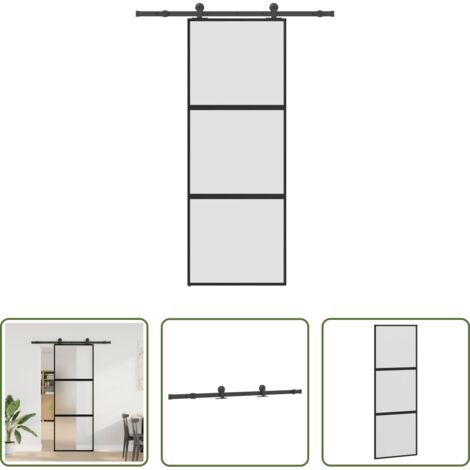 vidaXL Aluminio -  Puerta corredera set herrajes vidrio templado aluminio 76x205cm