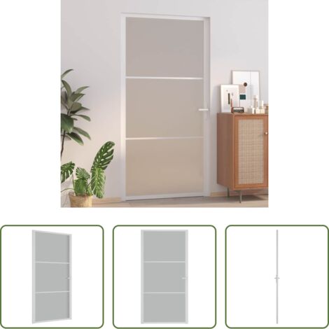 vidaXL Aluminio -  Puerta interior de vidrio y aluminio blanco mate 102,5x201,5 cm