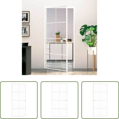 vidaXL Aluminium Tür -  Innentür Weiß 93x201,5 cm Hartglas & Aluminium Schlank