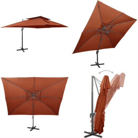vidaXL Ampelschirm mit Lüftung 400x300 cm Terrakotta