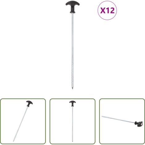 vidaXL Ancoraggio -  Picchetti per Tenda 12 pz 30 cm Ø7 mm in Acciaio Zincato