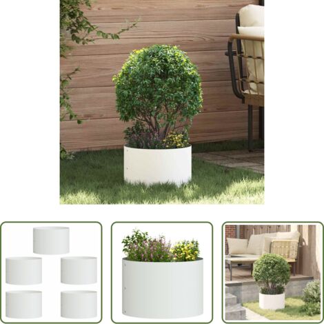 vidaXL Anello in acciaio -  Anello per vaso 5 pcs Bianco 30 x 30 x 20 cm