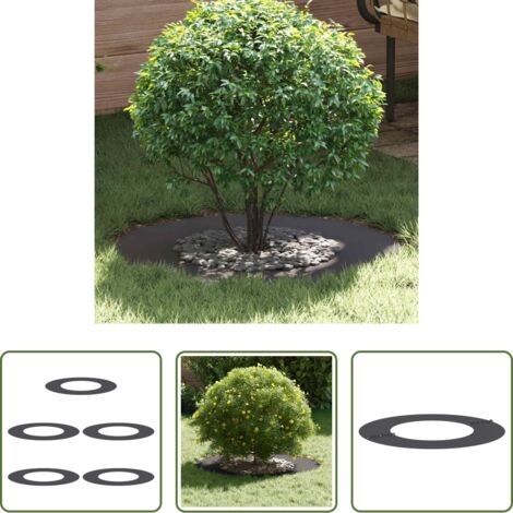 vidaXL Anello per albero piatto -  adatto per Anelli d'Albero Piatto 5 pcs Nero Ø40 / 70 cm Acciaio