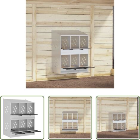 vidaXL Anidación -  Nido para gallinas con 6 compartimentos plateado galvanizado
