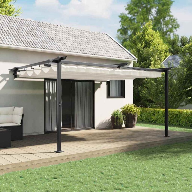 Vidaxl - Wall Mounted Gazebo Cream Steel