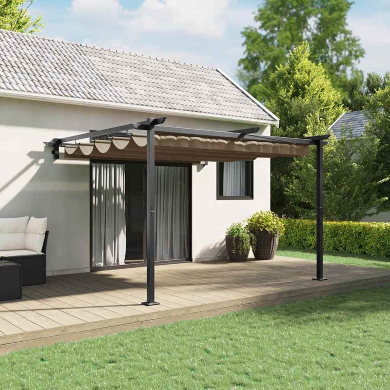 Vidaxl - Wall Mounted Gazebo Taupe Steel