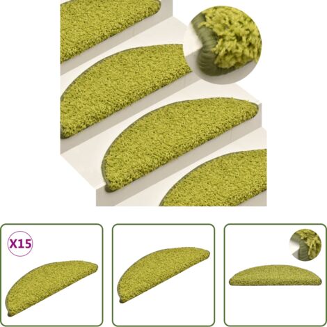 vidaXL Anti resbalón -  Alfombras de peldaños de escalera 15 uds verde 56x17x3 cm