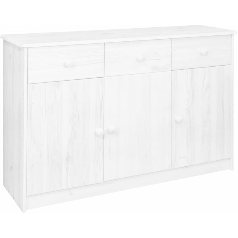 

vidaXL Aparador 3 cajones madera maciza de pino 113x35x73 cm blanco - Blanco