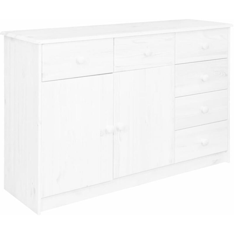 

vidaXL Aparador 6 cajones madera maciza de pino 113x35x73 cm blanco - Blanco