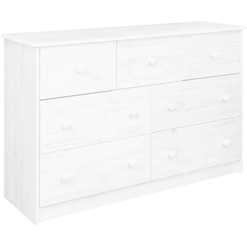 

vidaXL Aparador 7 cajones madera maciza de pino 113x35x73 cm blanco - Blanco