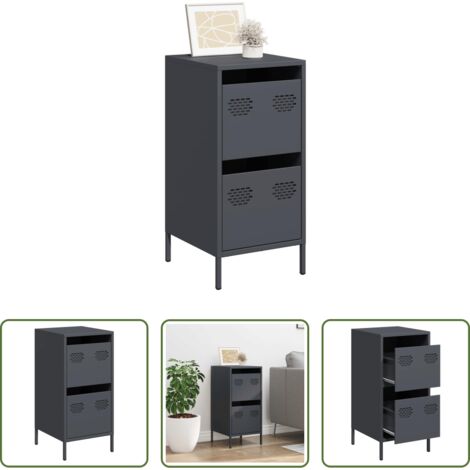 vidaXL Aparador antracita -  Aparador de acero laminado en frío antracita 35x39x73,5 cm