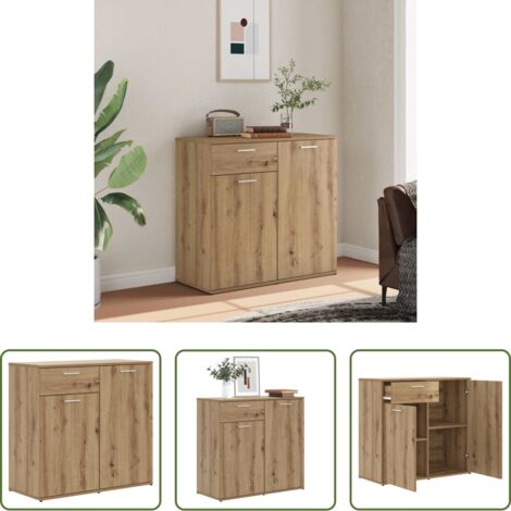 vidaXL Aparador artesanal -  Aparador de madera contrachapada color roble artesano