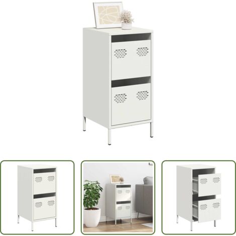 vidaXL Aparador blanco -  Aparador de acero laminado en frío blanco 35x39x73,5 cm