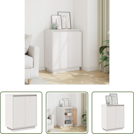vidaXL Aparador blanco -  Aparador de madera maciza de pino blanco 60x34x75 cm