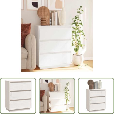 vidaXL Aparador blanco -  Aparador de madera maciza de pino blanco 60x34x75 cm