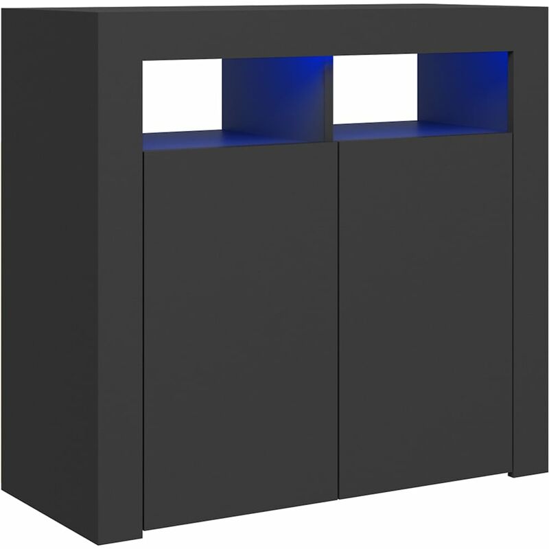 

vidaXL Aparador con luces LED gris 80x35x75 cm - Gris