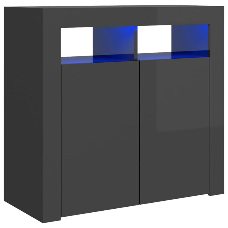 

Vidaxl - Aparador con luces LED gris brillante 80x35x75 cm - Gris