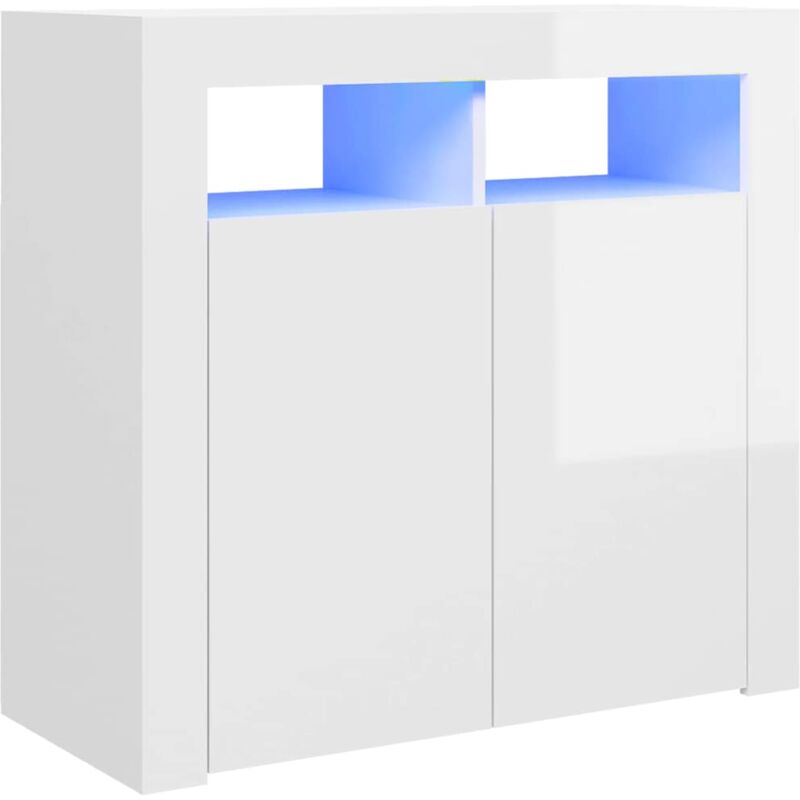 

vidaXL Aparador con luces LED blanco brillante 80x35x75 cm - Blanco