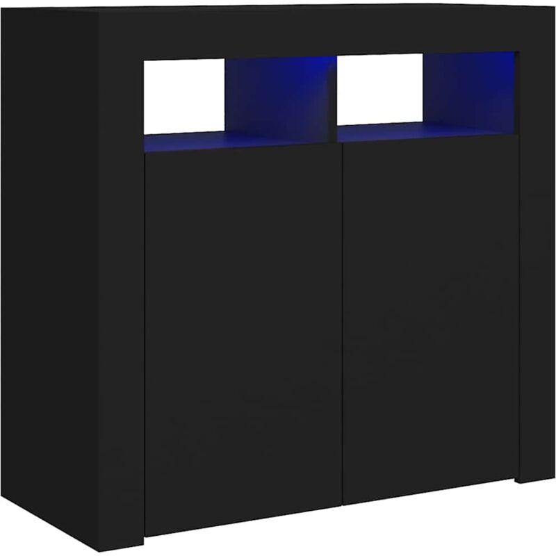 

vidaXL Aparador con luces LED negro 80x35x75 cm - Negro