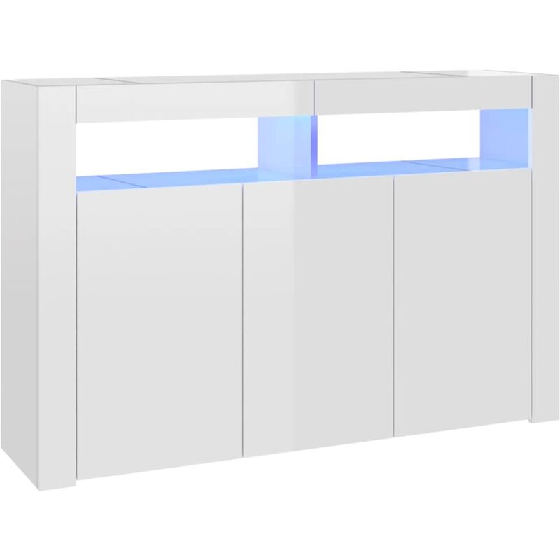 

vidaXL Aparador con luces LED blanco brillante 115,5x30x75 cm - Blanco