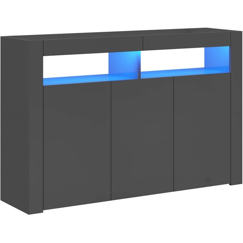 

vidaXL Aparador con luces LED gris brillante 115,5x30x75 cm - Gris