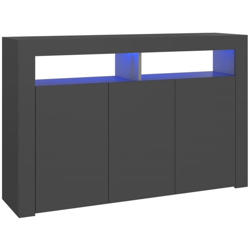 

vidaXL Aparador con luces LED gris 115,5x30x75 cm - Gris