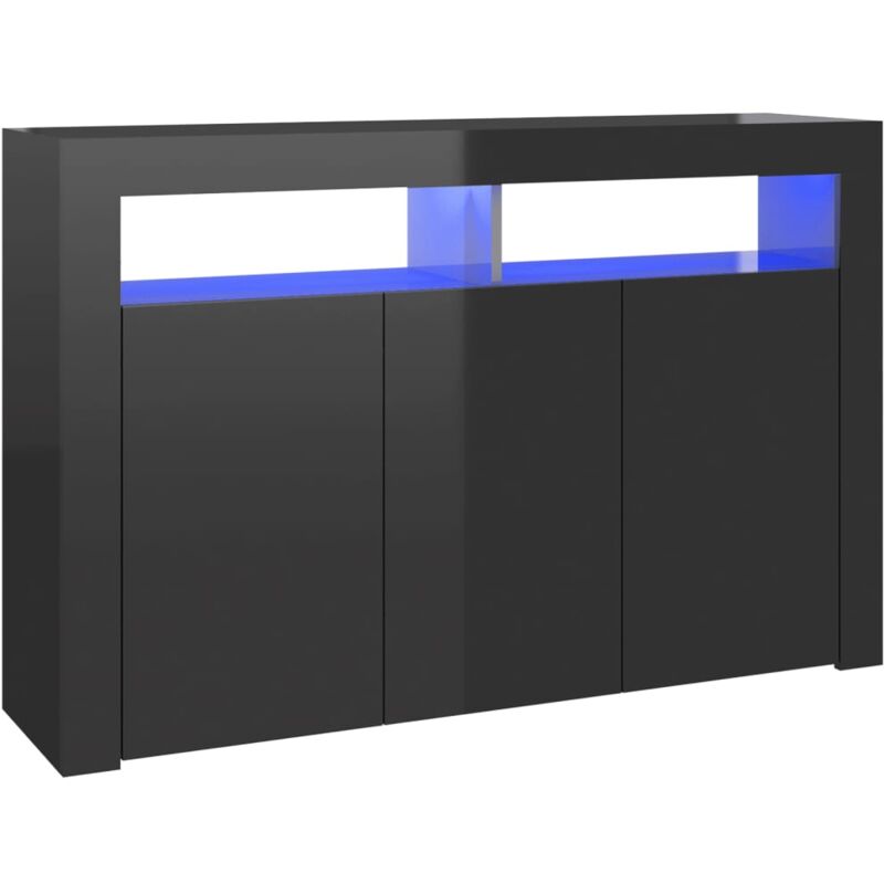 

Vidaxl - Aparador con luces LED negro brillante 115,5x30x75 cm - Negro