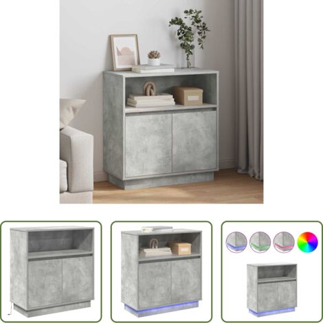 vidaXL Aparador con luces RGB -  Aparador LED Gris hormigón 71 x 34,5 x 75 cm