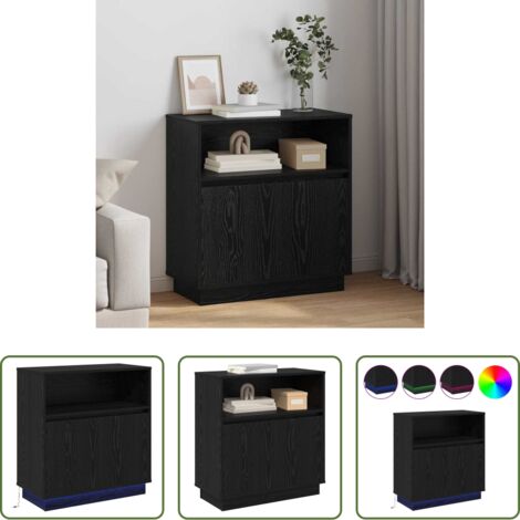 vidaXL Aparador con luces RGB -  Aparador LED Roble Negro 71 x 34,5 x 75 cm Madera de ingeniería