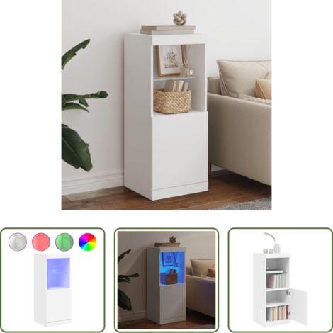 vidaXL Aparador con luz RGB -  Aparador con luces LED blanco 41x37x100 cm