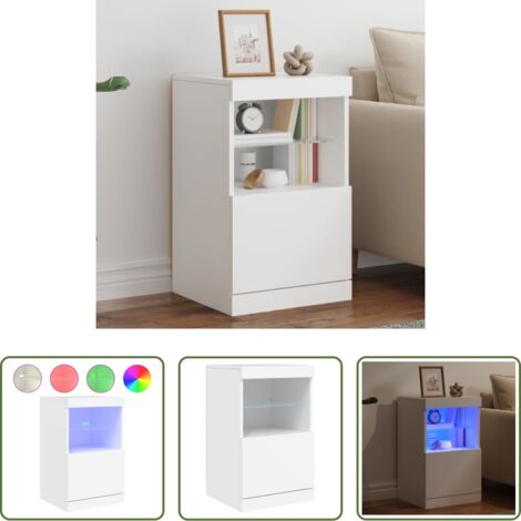 vidaXL Aparador con luz RGB -  Aparador con luces LED blanco 41x37x67 cm