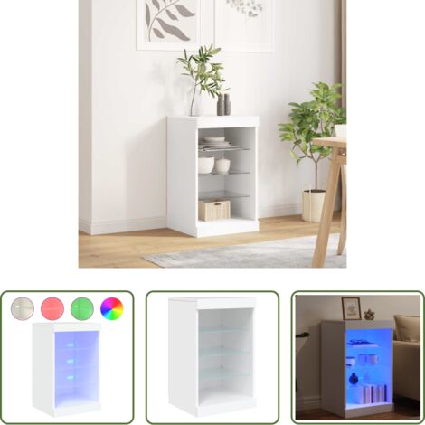 vidaXL Aparador con luz RGB -  Aparador con luces LED blanco 41x37x67 cm