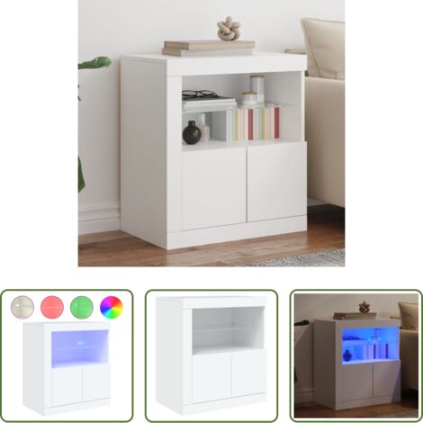 vidaXL Aparador con luz RGB -  Aparador con luces LED blanco 60,5x37x67 cm