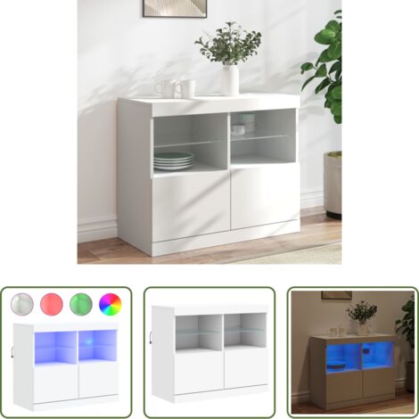 vidaXL Aparador con luz RGB -  Aparador con luces LED blanco 81x37x67 cm
