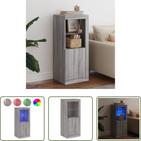 vidaXL Aparador con luz RGB -  Aparador con luces LED gris Sonoma 41x37x100 cm