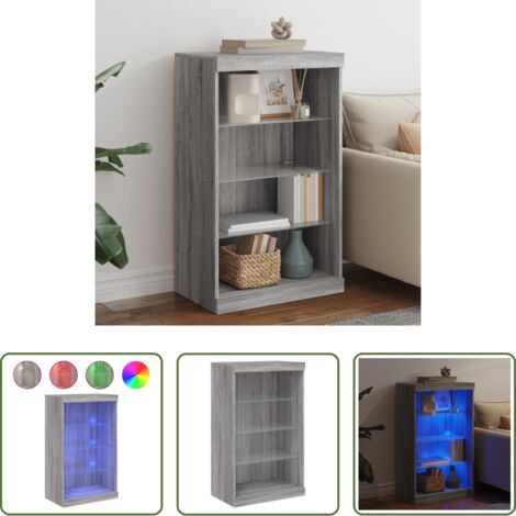 vidaXL Aparador con luz RGB -  Aparador con luces LED gris Sonoma 60,5x37x100 cm
