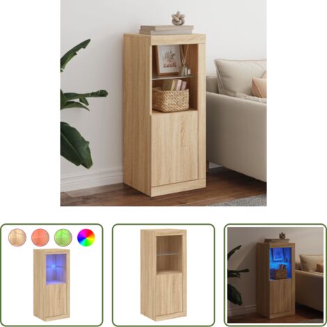 vidaXL Aparador con luz RGB -  Aparador con luces LED roble Sonoma 41x37x100 cm