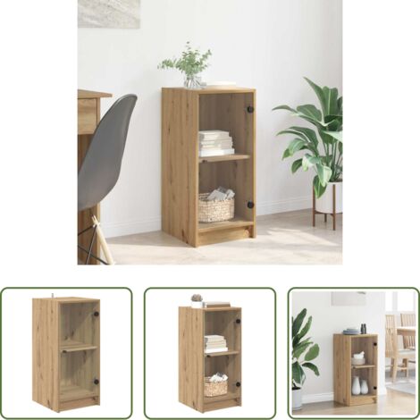 vidaXL Aparador con puertas de vidrio -  Vitrina Roble artisan 35 x 37 x 76 cm Madera contrachapada