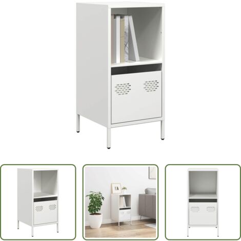 vidaXL Aparador de acero laminado en frío -  Aparador de acero laminado en frío blanco 35x39x73,5 cm