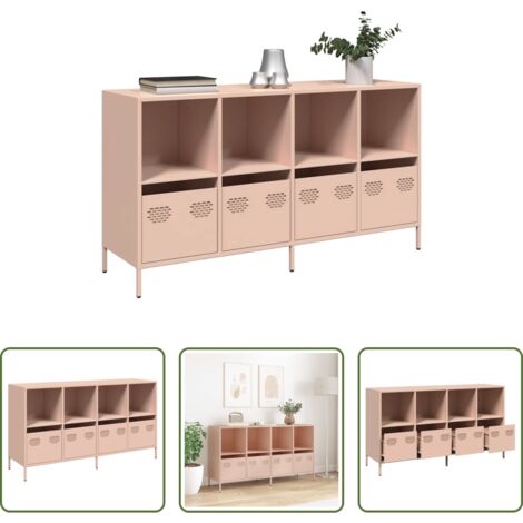 vidaXL Aparador de acero laminado en frío -  Aparador de acero laminado en frío rosa 135x39x73,5 cm